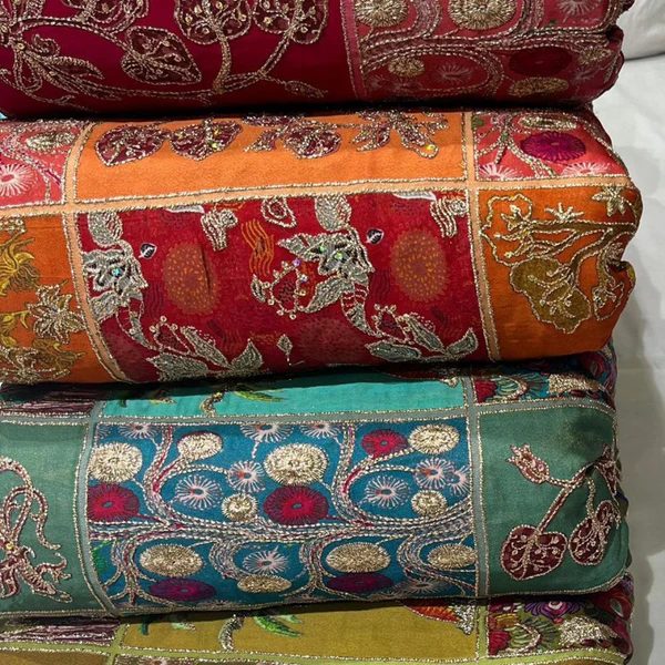 Designer embroidered fabric