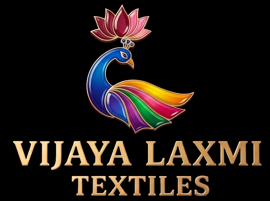 Vijaya Laxmi Textiles — peacock and lotus emblem